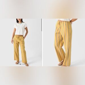 DONNI. Yellow Striped Wide Leg Pants